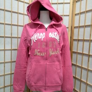 Aeropostale Pink and White Sweatshirt Cozy and Stylish